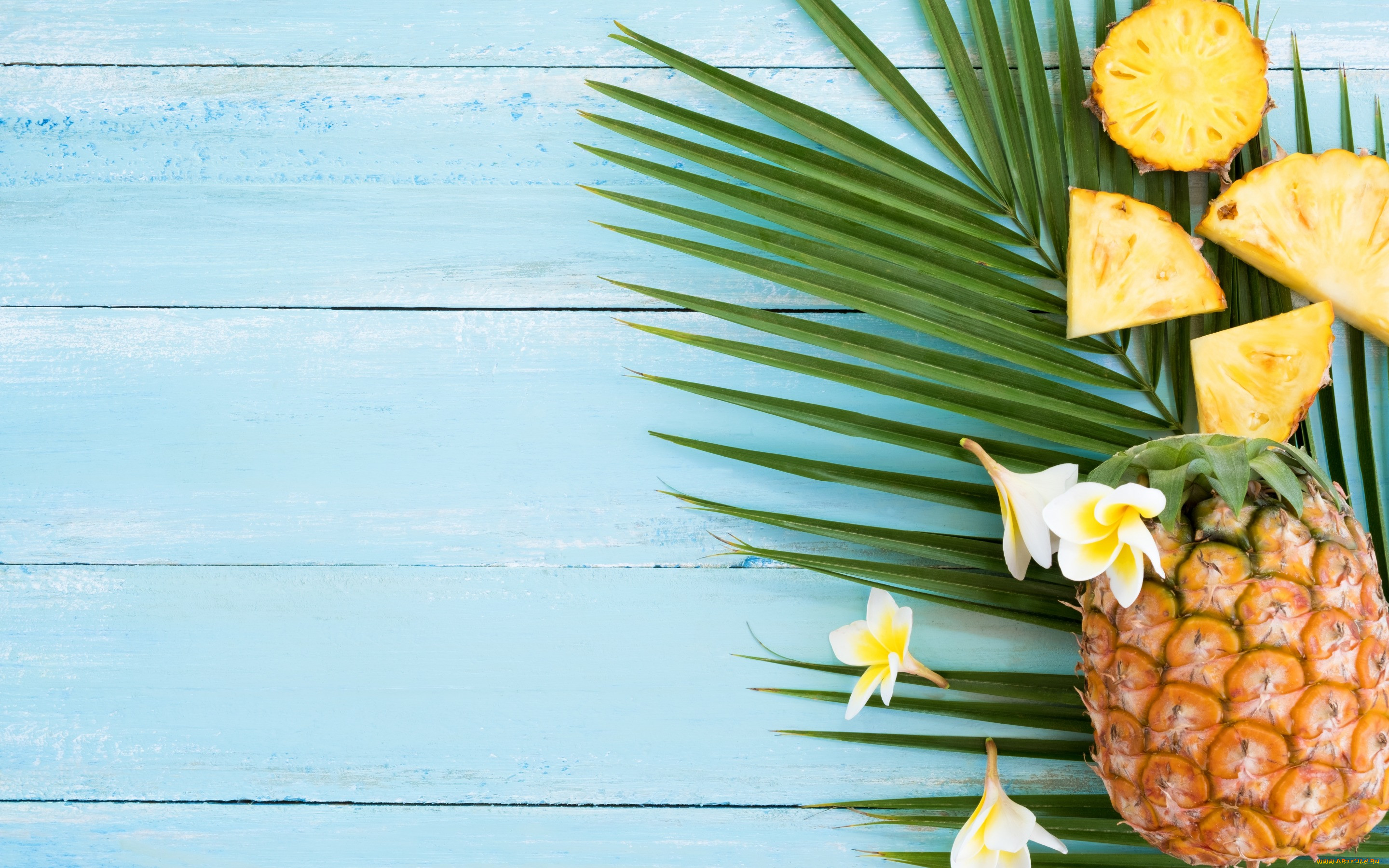 , , plumeria, slice, tropical, fruit, pineapple, , , , flowers, wood, fresh, summer